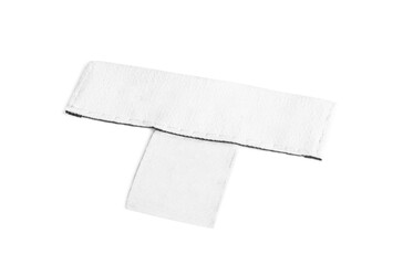 Blank stylish clothing label isolated on white