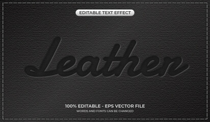 Carved black leather text effect. Editable engraved text effect on the black leather