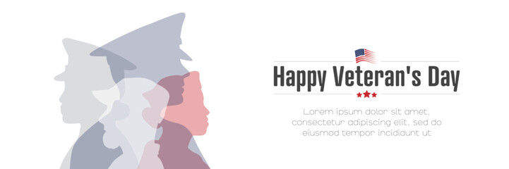 Happy Veteran's Day banner. Card with place for text.