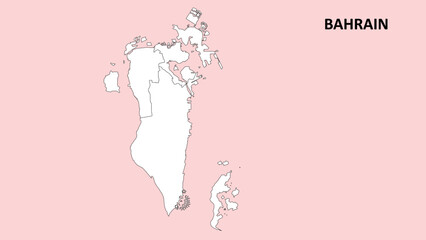 Obraz na płótnie Canvas Bahrain Map. State and district map of Bahrain. Political map of Bahrain with outline and black and white design.