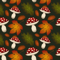seamless background with mushrooms