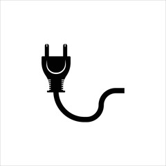 Electric power cord plug icon | black vector