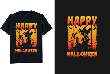 Happy Halloween t-shirt design and graphic funny typography vintage t-shirt or vector and illustration