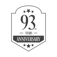 Luxury 93rd years anniversary vector icon, logo. Graphic design element