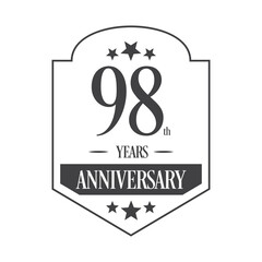 Luxury 98th years anniversary vector icon, logo. Graphic design element