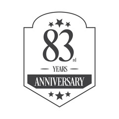 Luxury 83rd years anniversary vector icon, logo. Graphic design element