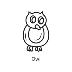 Owl vector outline Icon Design illustration. Halloween Symbol on White background EPS 10 File