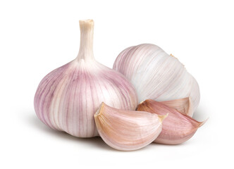 Isolated garlic. Raw garlic isolated on white background, cut out