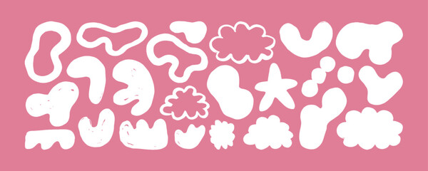 Grunge hand drawn modern doodles set. Big collection of abstract trendy elements and shapes. Grunge doodle shapes for posters, backgrounds or patterns.