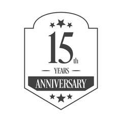 Luxury 15th years anniversary vector icon, logo. Graphic design element