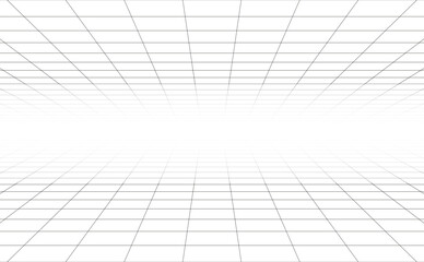 Perspective wireframe grid lines background design vector. - obrazy, fototapety, plakaty