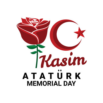 greeting card to commemorate Ataturk's memorial day. 10 eunuchs full of roses