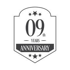 Luxury 09th years anniversary vector icon, logo. Graphic design element