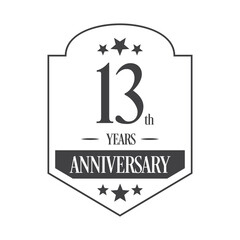 Luxury 13th years anniversary vector icon, logo. Graphic design element