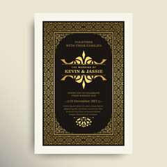 Naklejka na ściany i meble Luxury vintage golden vector invitation card template