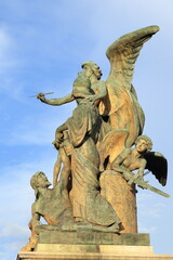 Gilded Bronze Sculptures Group at the Vittoriano National Monument in Rome, Italy