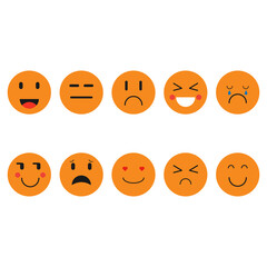 Naklejka premium Set of emoticons. Emoji icons. Stickers emotion. Vector flat icons for social media.