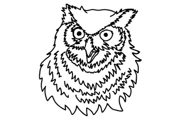 Owl Head Line Art Vector