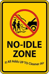 No Idle Zone Sign On White Background