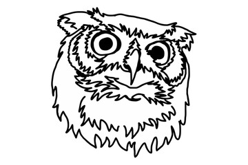 Owl Head Line Art Vector