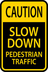 Caution Slow Down Pedestrian Traffic Sign On White Background