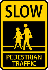 Slow Pedestrian Crossing Sign On White Background