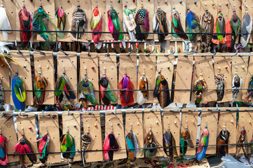 Handicraft Fair on Avenida Afonso Pena in the city of Belo Horizonte. Bijouterie stalls. Earrings, rings, bracelets, necklaces, bow ties.