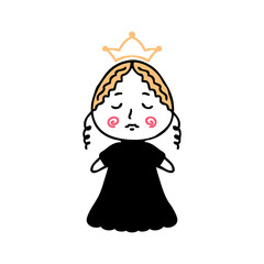 Cute little princess doodle isolated vector illustration. Perfect for posters, greeting cards, tee, logo and print.