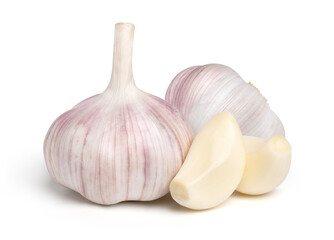 Isolated garlic. Raw garlic isolated on white background, cut out