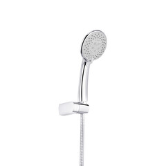 shower head isolated on white with flexible hose