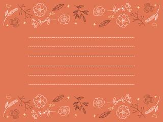 オレンジと茶色のお花のお手紙フレーム