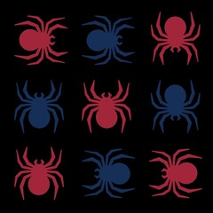 Happy Halloween background. Nightmare monster big spider. Design for concept wallpaper, posters, wrapping paper or cards. Cartoon style.