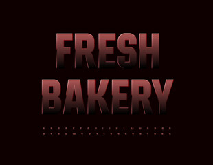 Vector modern banner Fresh Bakery. Moden Glossy Font. Artistic Alphabet Letters and Numbers set