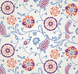 traditional paisley floral pattern, textile , Rajasthan, royal India	