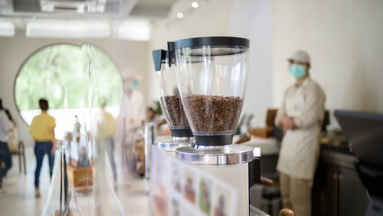 Background of coffee counter  in cafe restaurant.