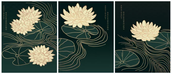 Foto op Canvas abstract art collection in asian style of water lily © Анна Удод