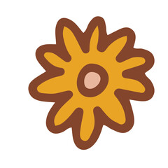 Retro groovy flower. Collection of different flowers in a hippie style. Vector boho illustration isolated on a light background