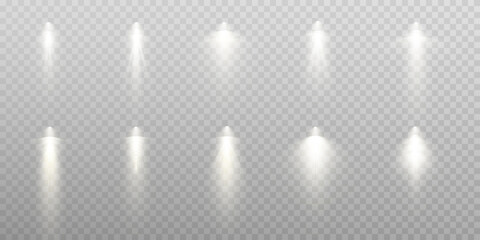 Set of vector spotlights. various forms of light. Stage spotlights. Light effects. Glow light effect. Vector illustration.