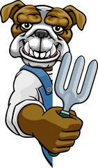 Bulldog Gardener Gardening Animal Mascot