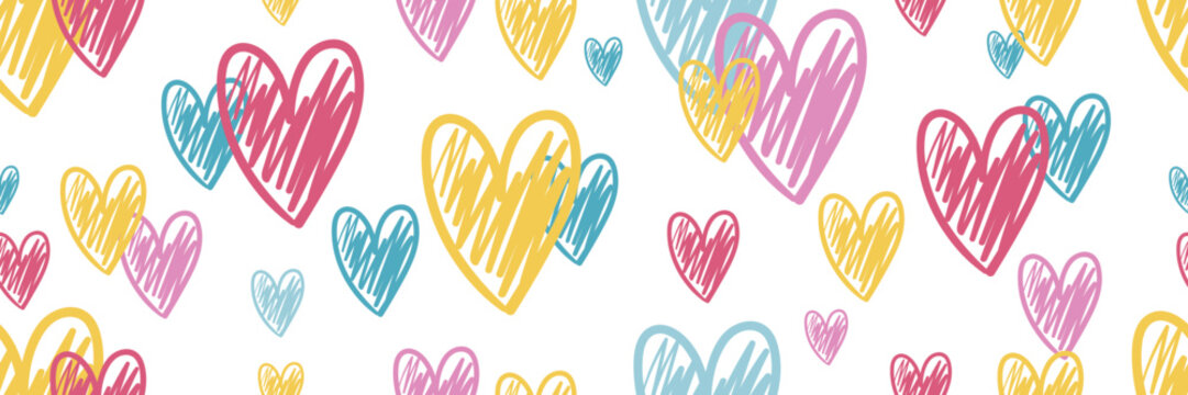 Colorful Heart Painting Love Doodle Banner Pattern