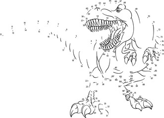 Connect Join The Dots To Dot T Rex Dinosaur Puzzle