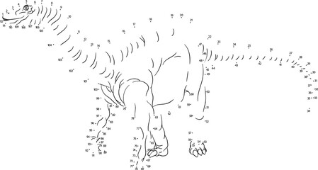 Connect Join The Dots To Dot Dinosaur Kids Puzzle © Christos Georghiou