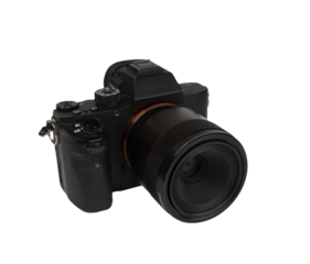 a mirrorless camera on a transparent background