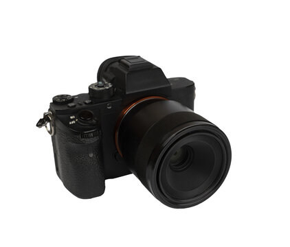 a mirrorless camera on a transparent background