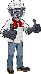Wolf Chef Mascot Cartoon Character