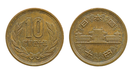 10 japanese yen coin isolated with clipping path