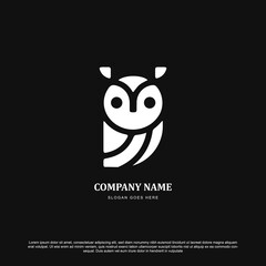 Owl logo vector illustration. Emblem on black background.