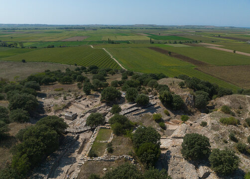 Wooden Horse in the Troy Ancient City Drone Photo, Canakkale Turkey