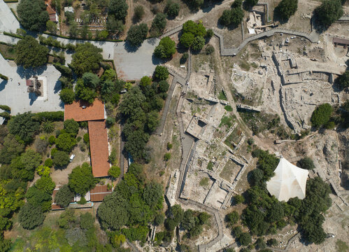 Wooden Horse in the Troy Ancient City Drone Photo, Canakkale Turkey
