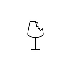 crushed red wine glass icon on white background. simple, line, silhouette and clean style. black and white. suitable for symbol, sign, icon or logo